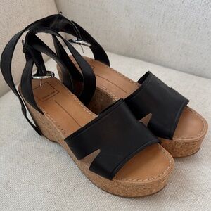 Dolce Vita Black and Tan Wedge Sandals
